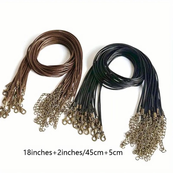 🔴 5 for $10 ONE Black PU Leather Cord Necklace with Lobster Clasp - Picture 4 of 6